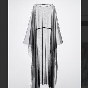 Zara Ruched Tulle Cape NWOT